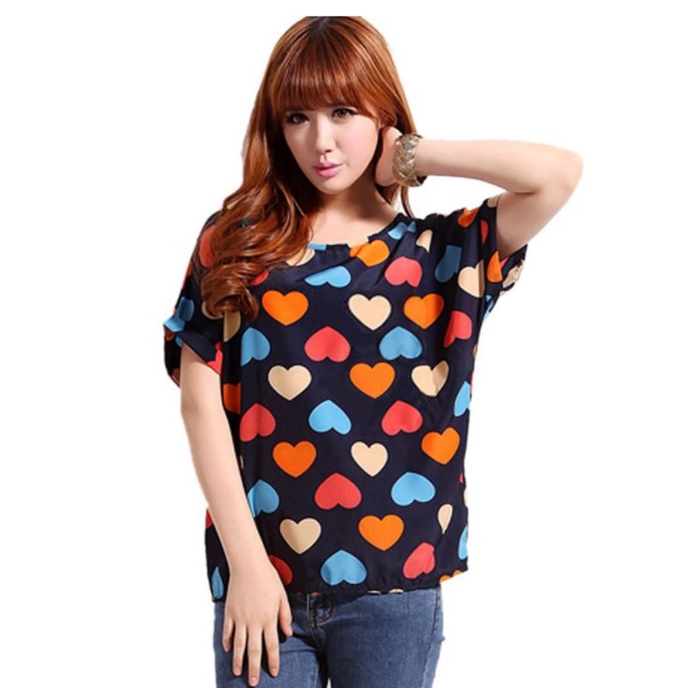 🎉 HOST PICK Livagirl Blue Heart Print Blouse